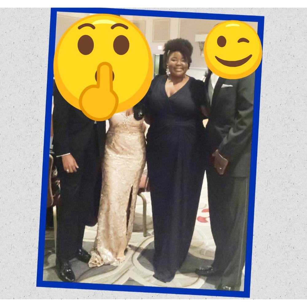 Navy short sleeved goddess gown!